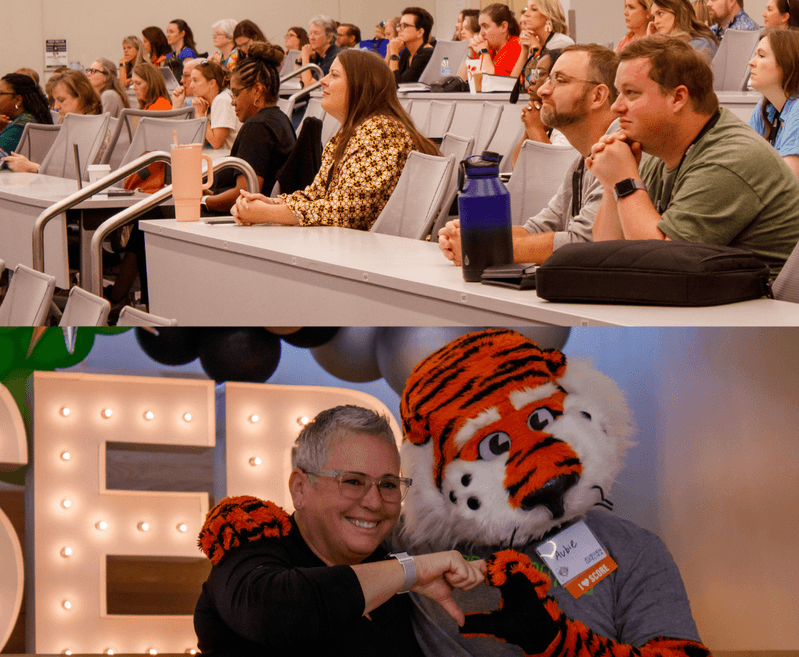SERC 2024 collage with Leslie Fisher and aubie and attendees at the session